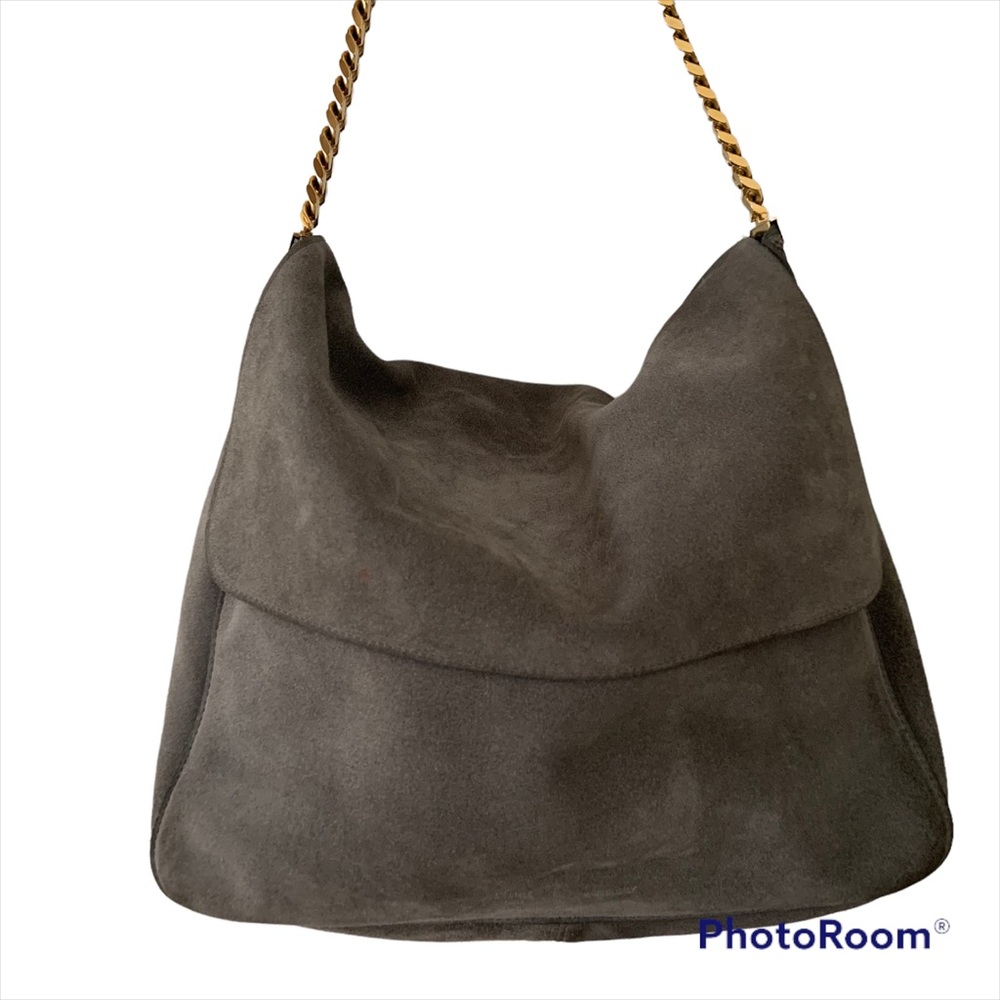 Celine Gourmette Shoulder Bag Grey Suede
